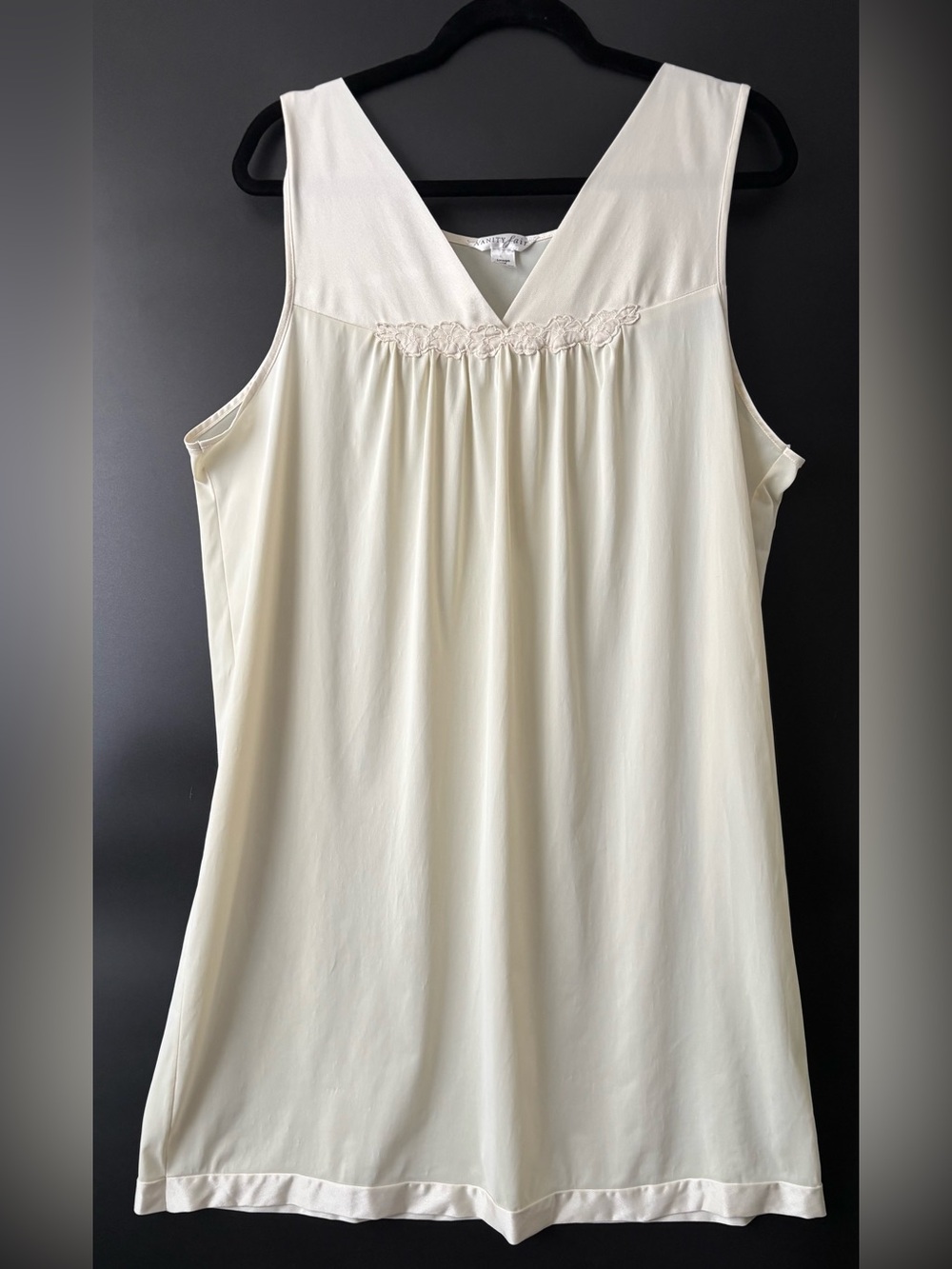 Vintage Vanity Fair Slip Dress Dainty Cream Satin Trim Nightgown Size 2X 22W